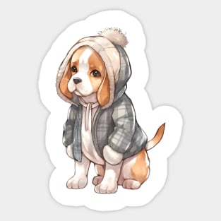 Watercolor Cozy Beagle Dog Sticker